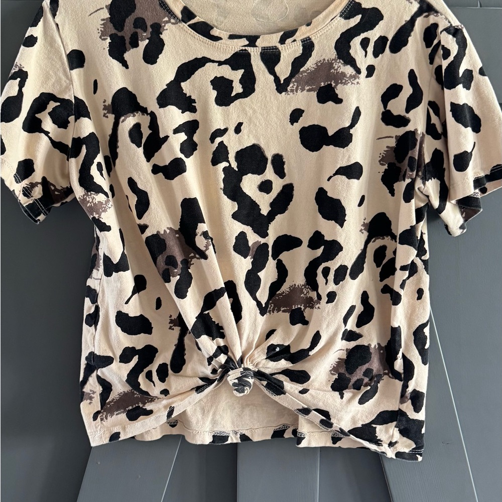 Leopard Print Knot Front Top
